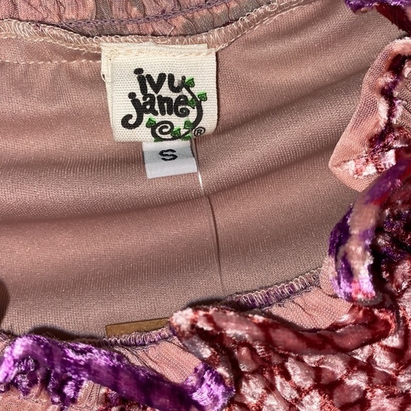 Ivy Jane velvet burnout blouse mock neck smocked chest and wrist hem - Picture 3 of 10